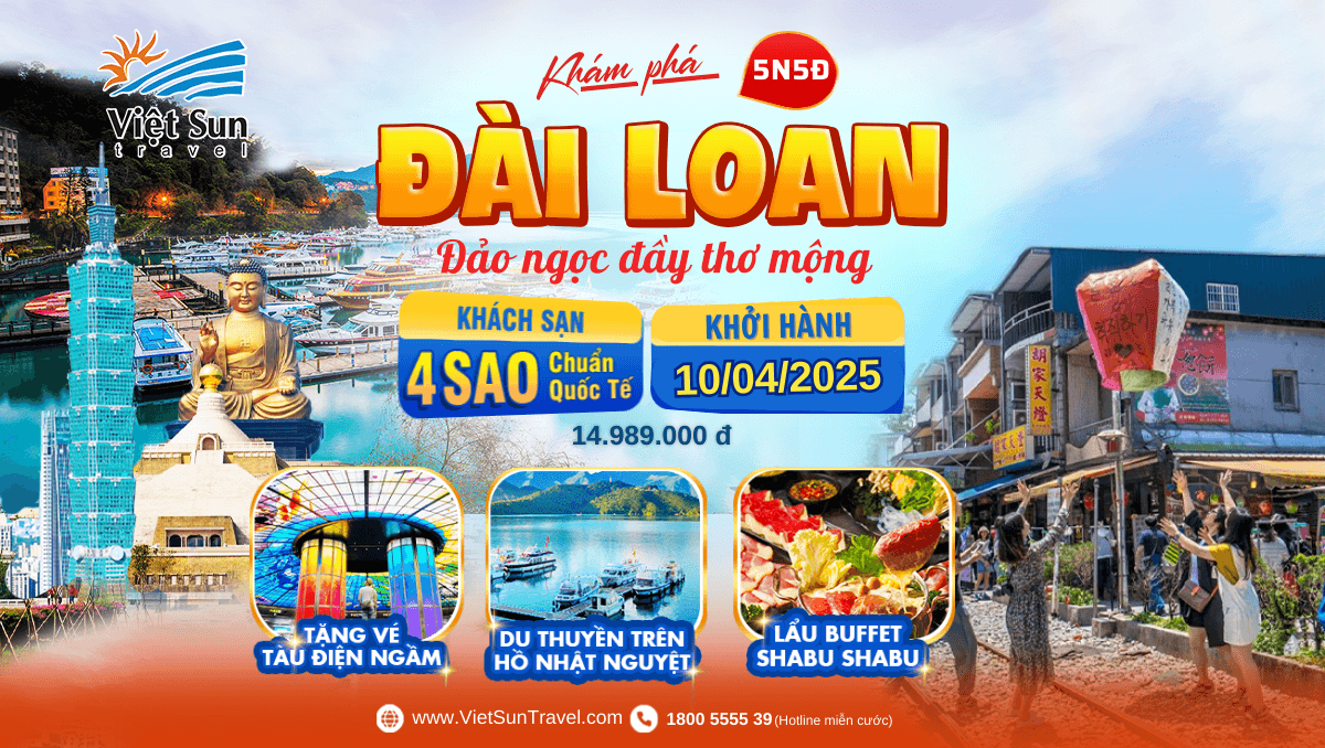 Tour Đài Loan 5N5Đ (KH: 10/04/2025)