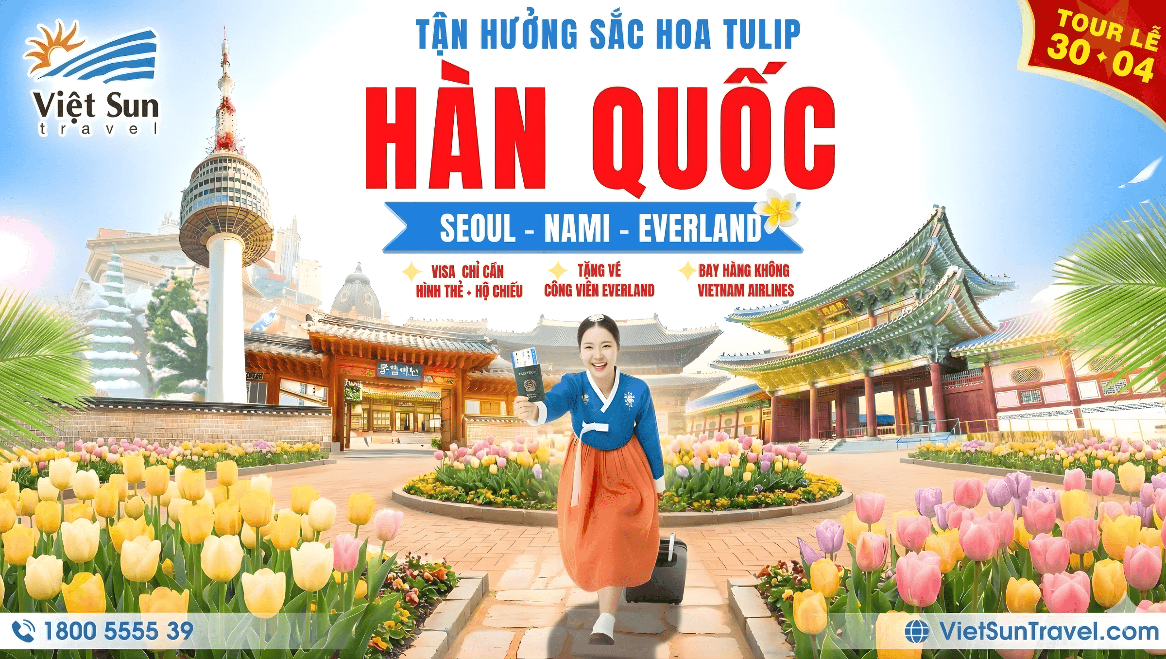 du lịch hàn quốc 30 tháng 4 ngắm hoa tulip