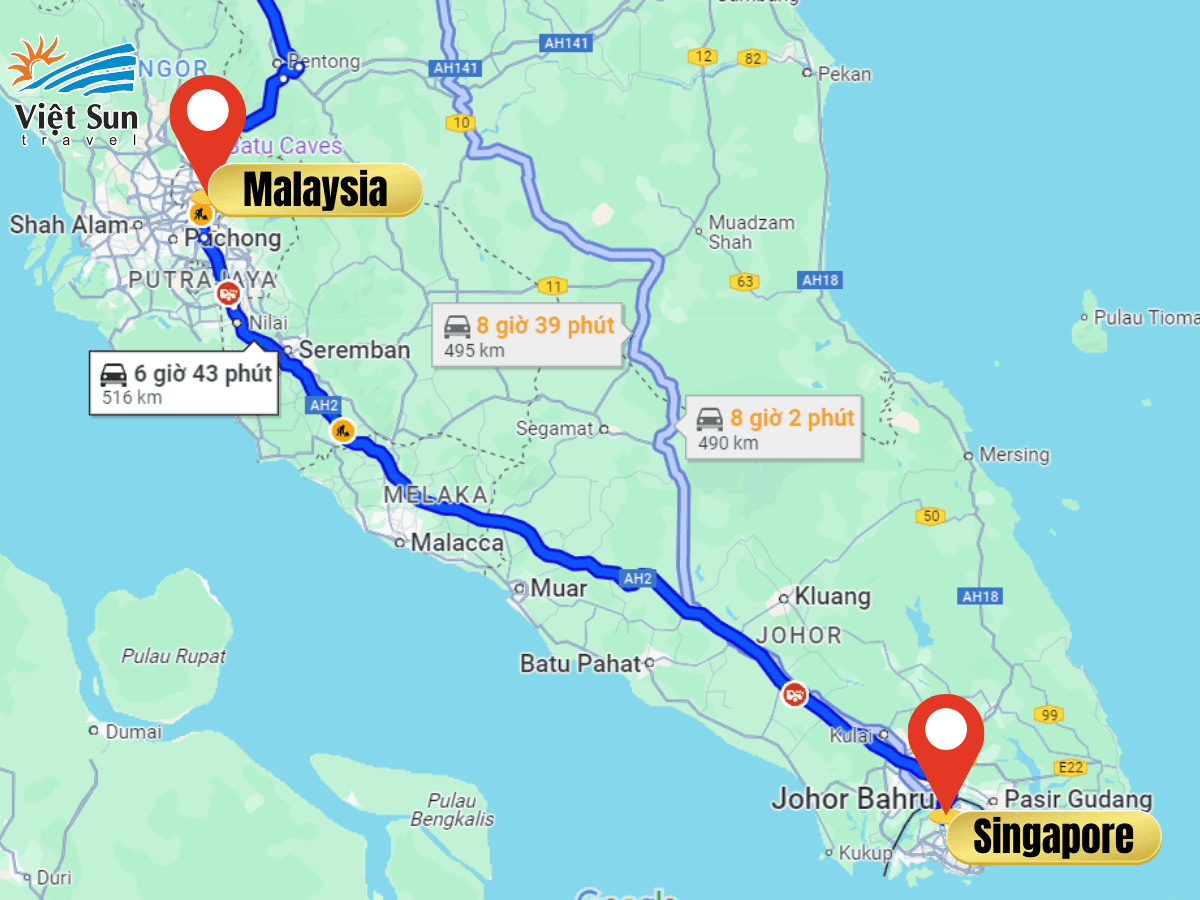Bản đồ du lịch Singapore - Malaysia