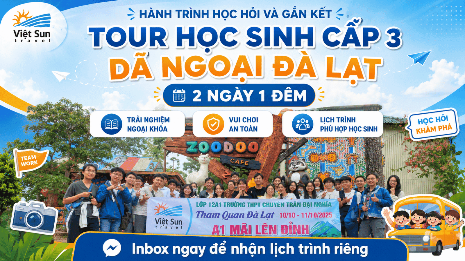 Tour Học Sinh Cấp 3: Dã Ngoại Đà Lạt 2 ngày 1 đêm