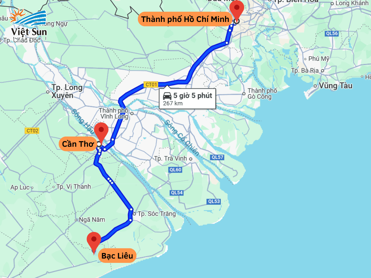 Bản đồ du lịch miền Nam