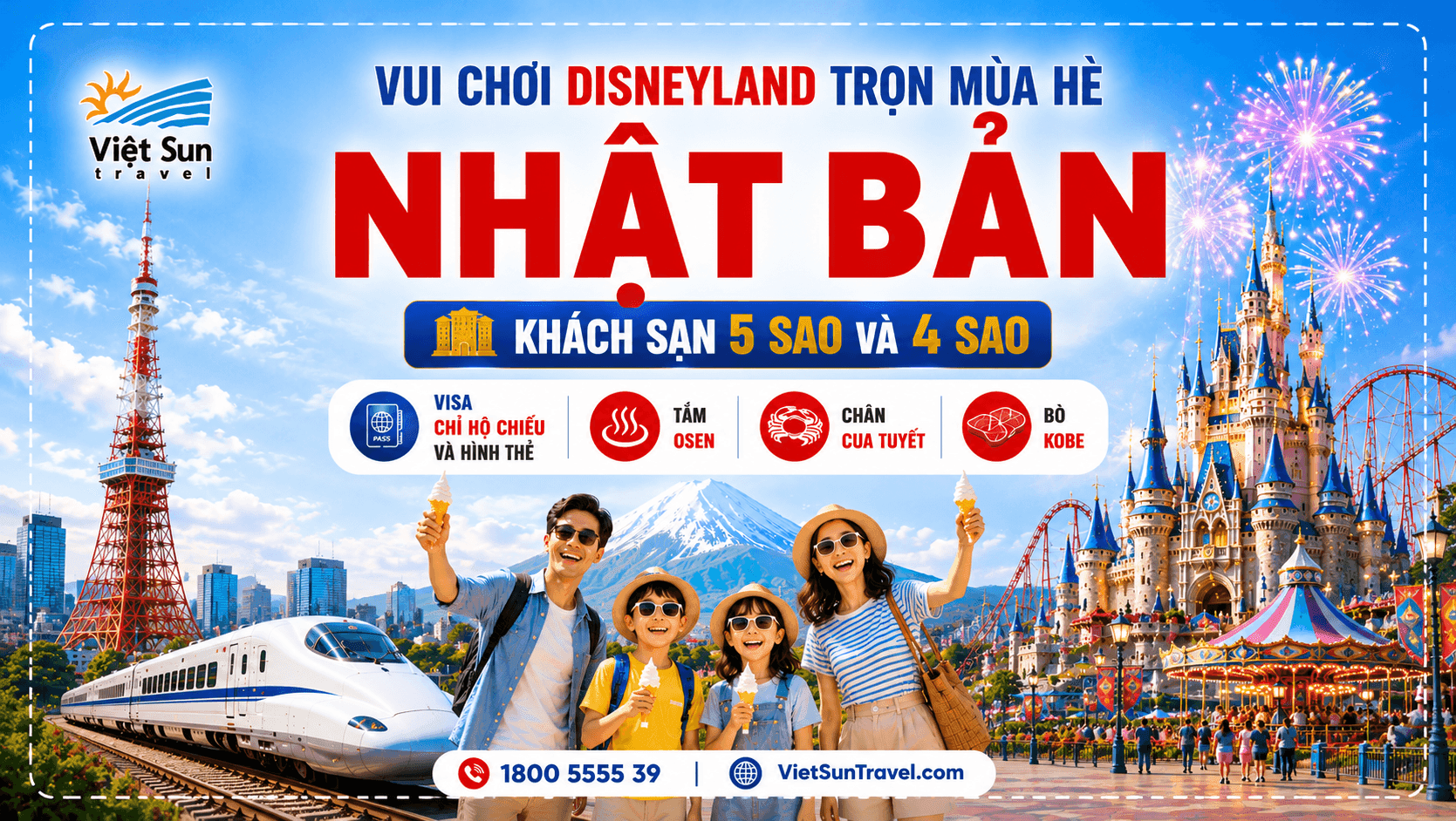 TOUR NHẬT BẢN - DISNEYLAND 7 NGÀY 6 ĐÊM