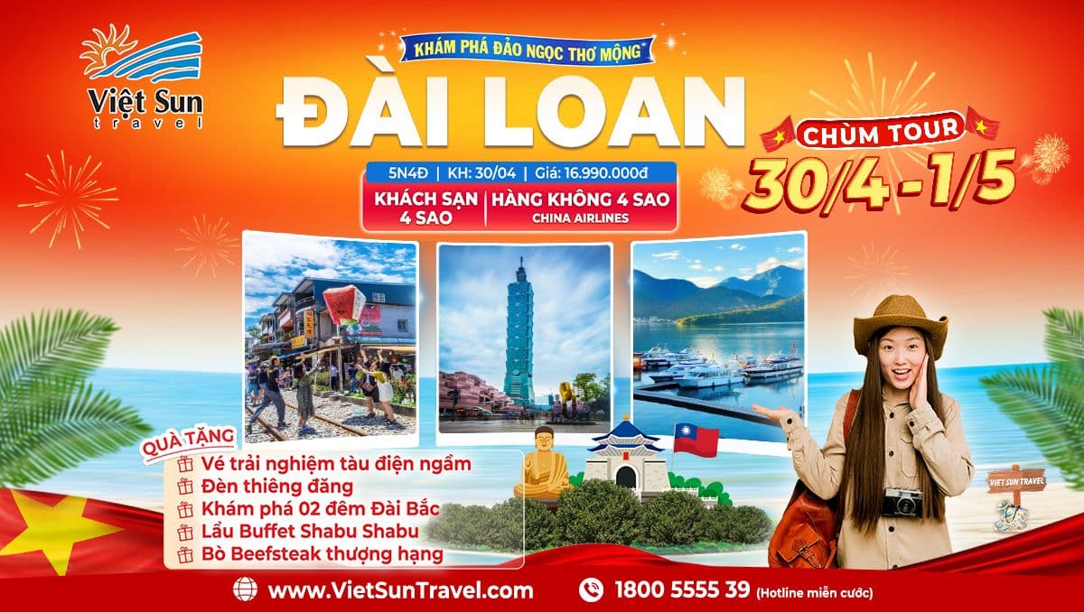 Tour Đài Loan 5N4Đ (KH: 30/04/2025)