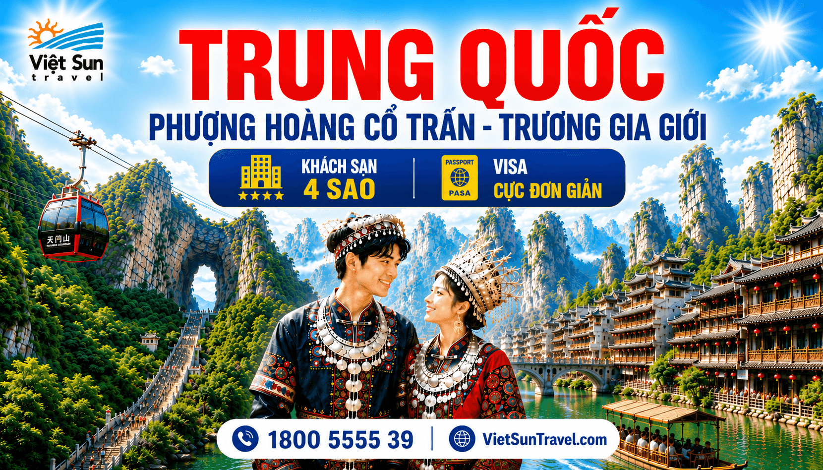 DU LỊCH TRUNG QUỐC:  PHƯỢNG HOÀNG CỔ TRẤN – TRƯƠNG GIA GIỚI - ÂN THI - MIÊU TRẠI 5N4Đ