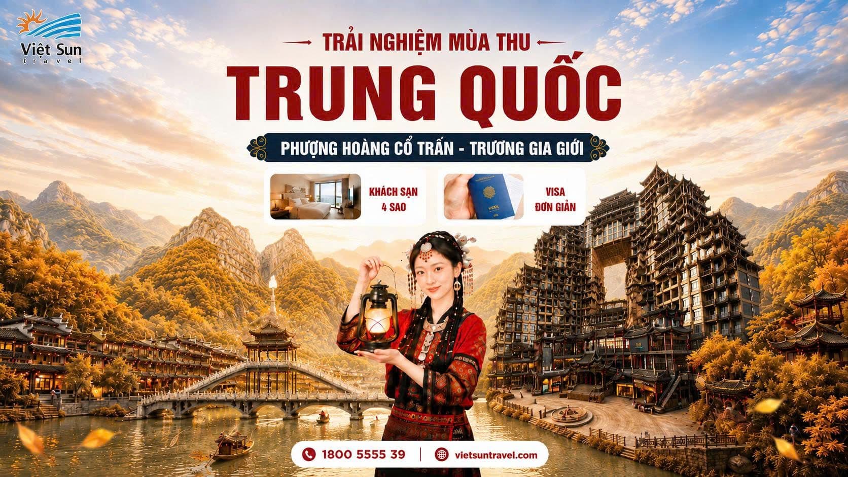 [TOUR MÙA THU] DU LỊCH TRUNG QUỐC: PHƯỢNG HOÀNG CỔ TRẤN – TRƯƠNG GIA GIỚI- ÂN THI- TUYÊN ÂN 6N5D
