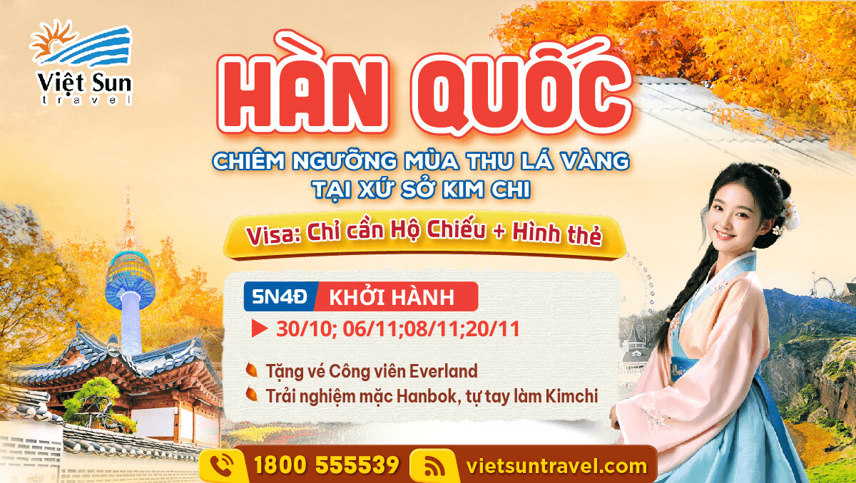 Tour Hàn Quốc Mùa Thu 5N4Đ