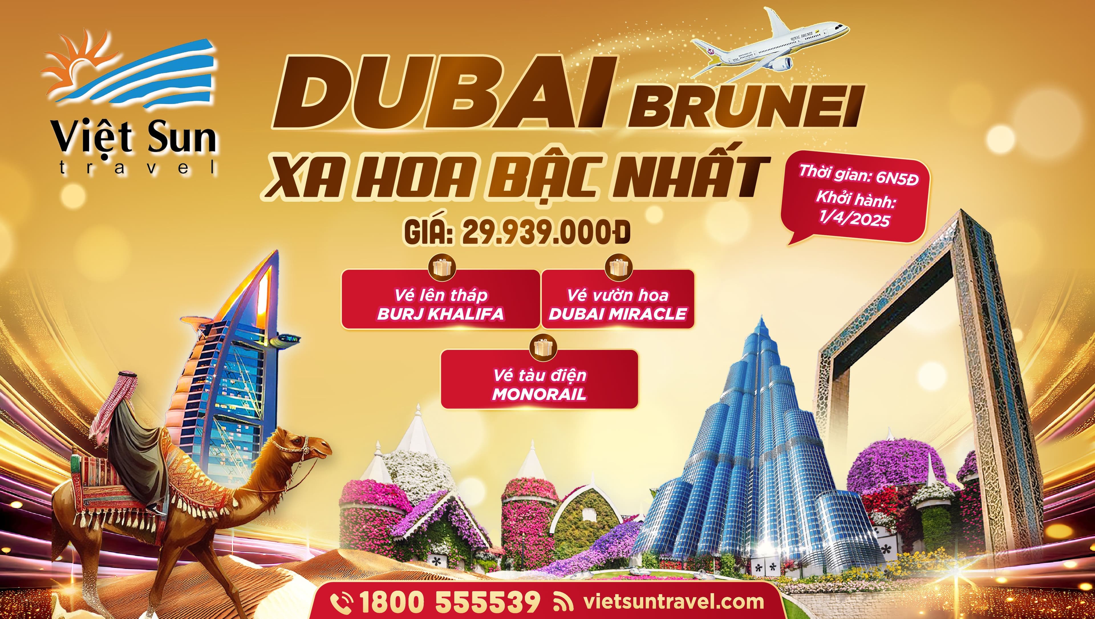 Tour Dubai - Brunei 6N5Đ (KH: 01/04/2025)