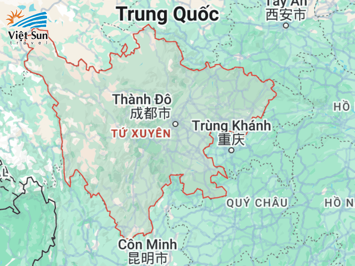 Bản đồ tỉnh Tứ Xuyên - Trung Quốc