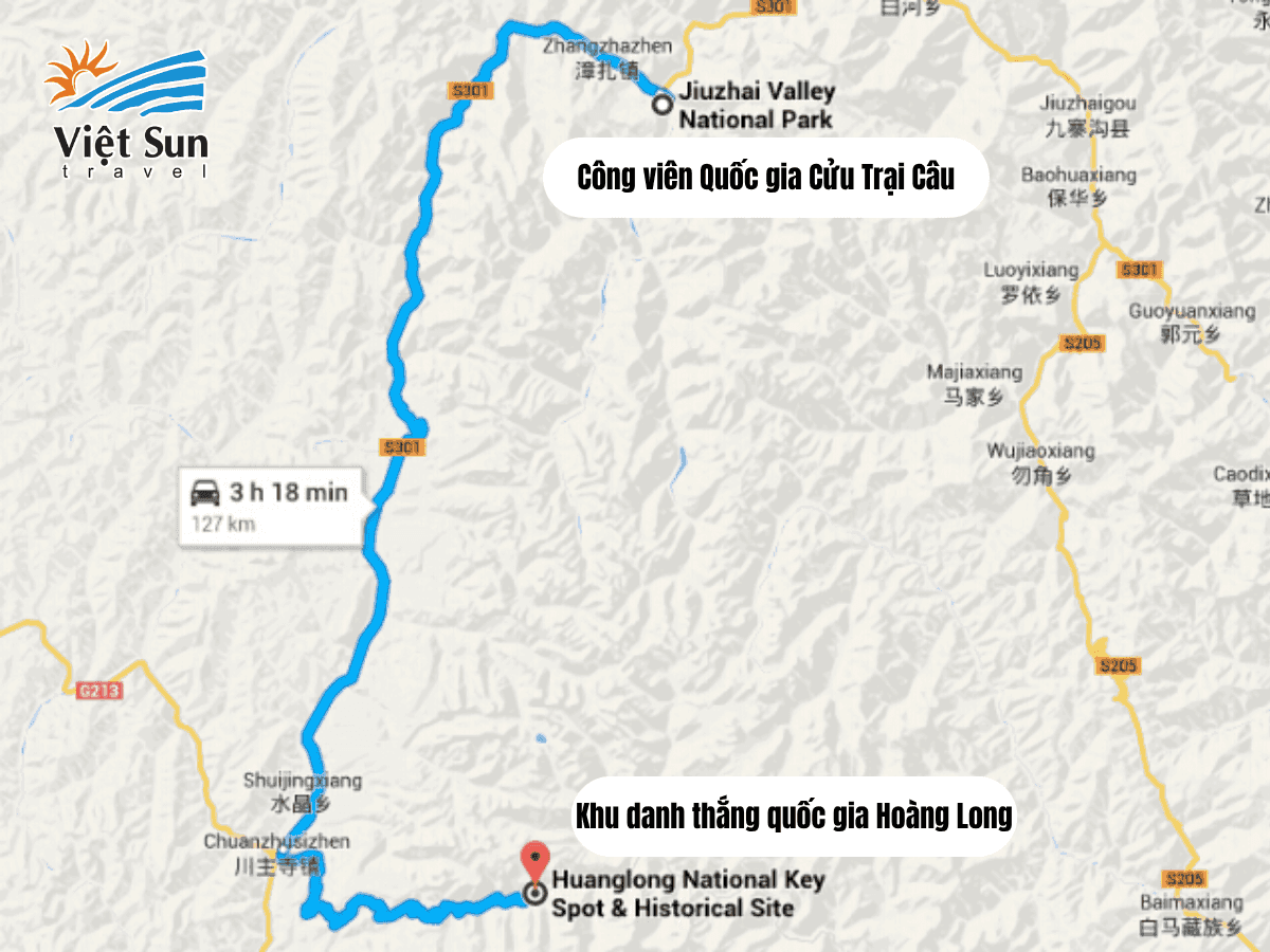 Vị trí Cửu Trại Câu trên bản đồ Trung Quốc