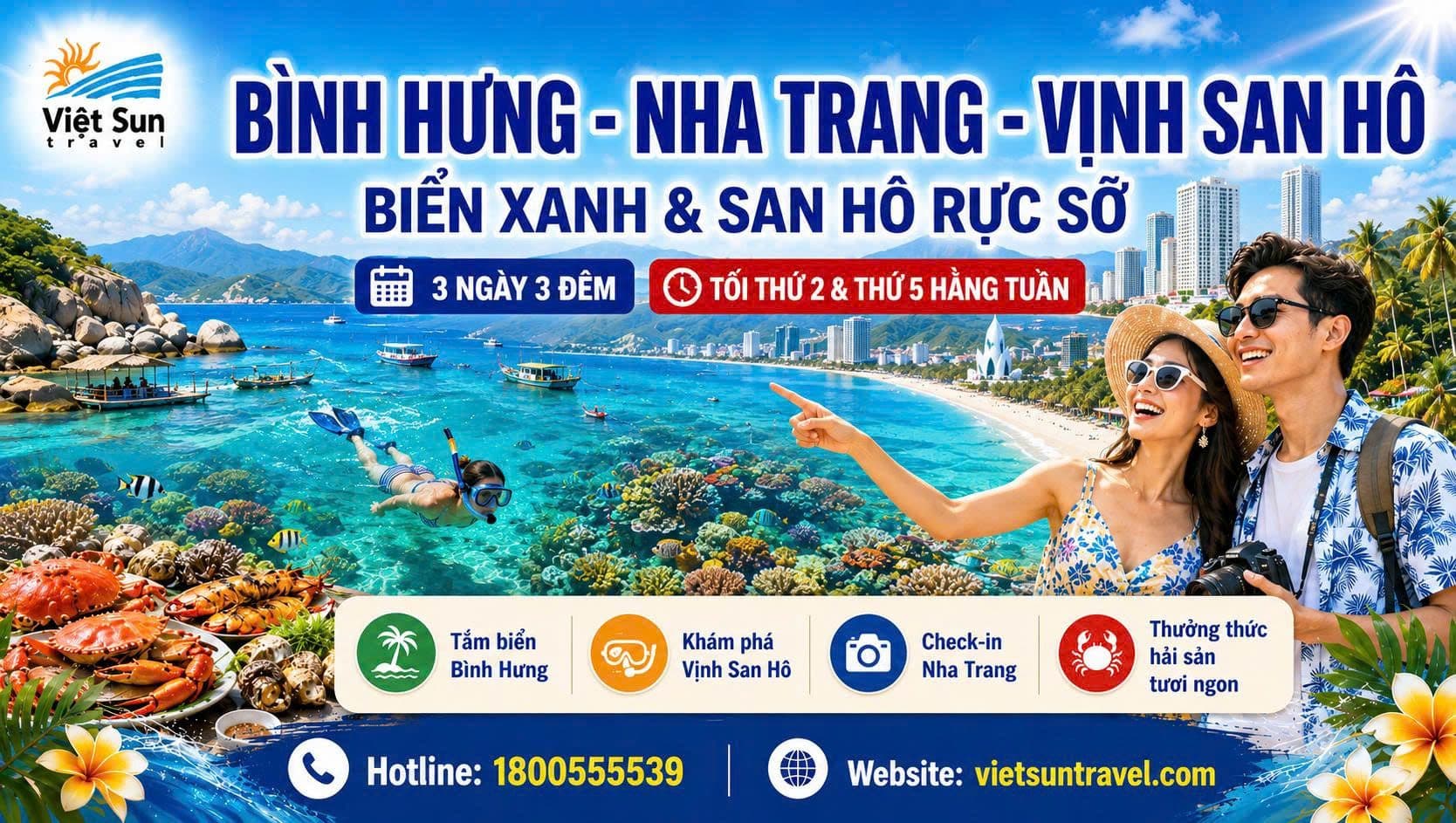 BÌNH HƯNG – NHA TRANG – VỊNH SAN HÔ (3N3Đ)