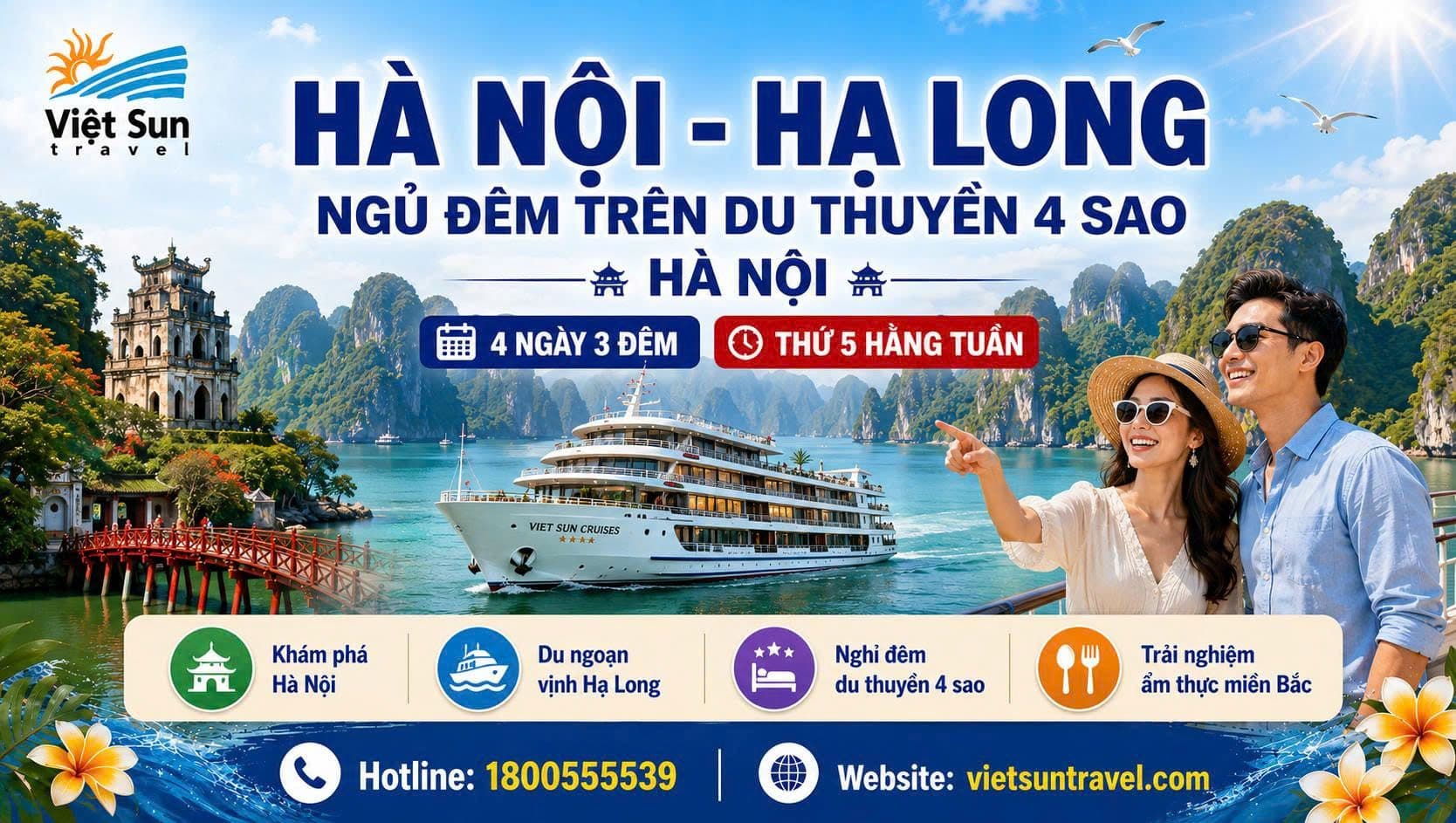 HÀ NỘI – HẠ LONG (NGỦ ĐÊM TRÊN DU THUYỀN 4 SAO) – HÀ NỘI