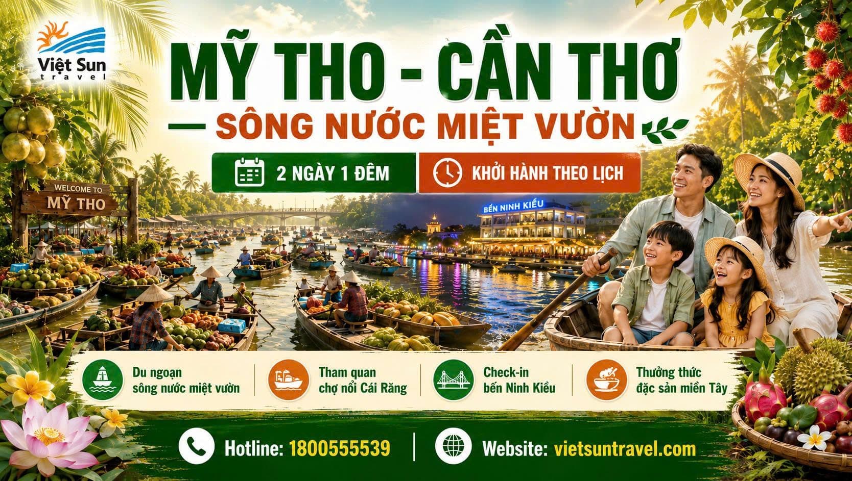 Tour Miền Tây: Mỹ Tho - Cần Thơ (2N1Đ)