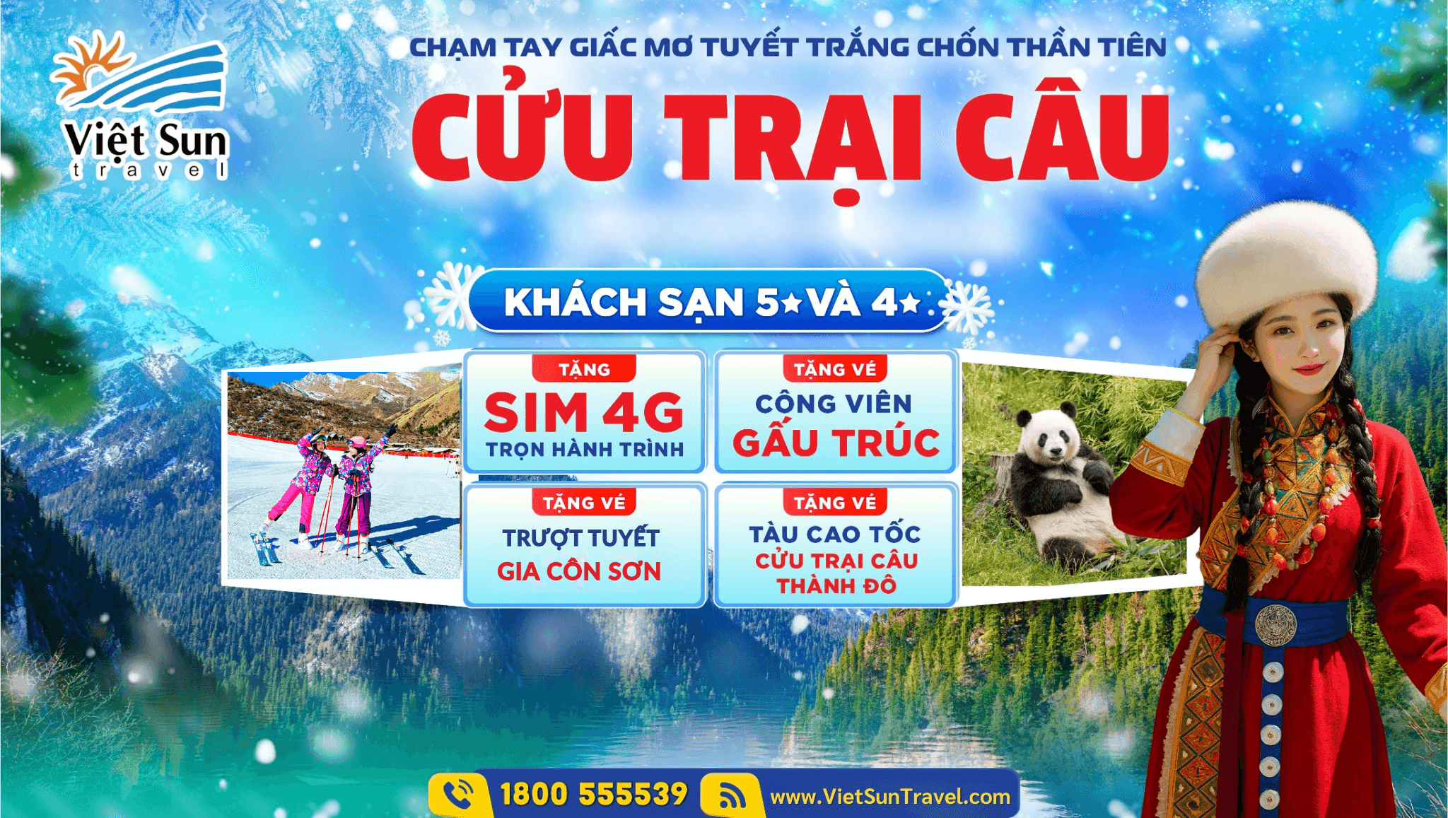 tour cửu trại câu trượt tuyết