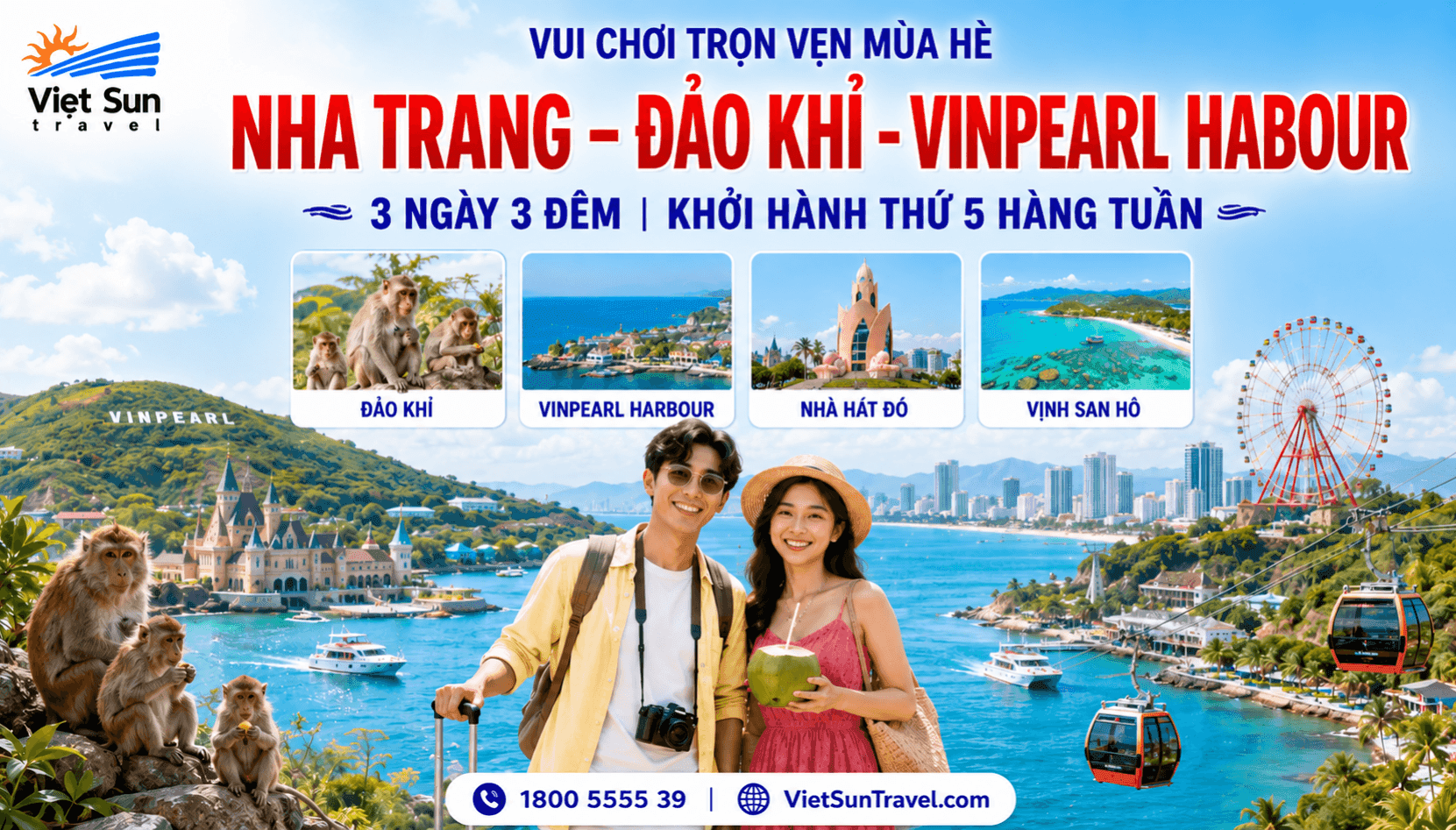 NHA TRANG – BIỂN ĐẢO: ĐẢO KHỈ - VINPEARL HABOUR 3N3Đ