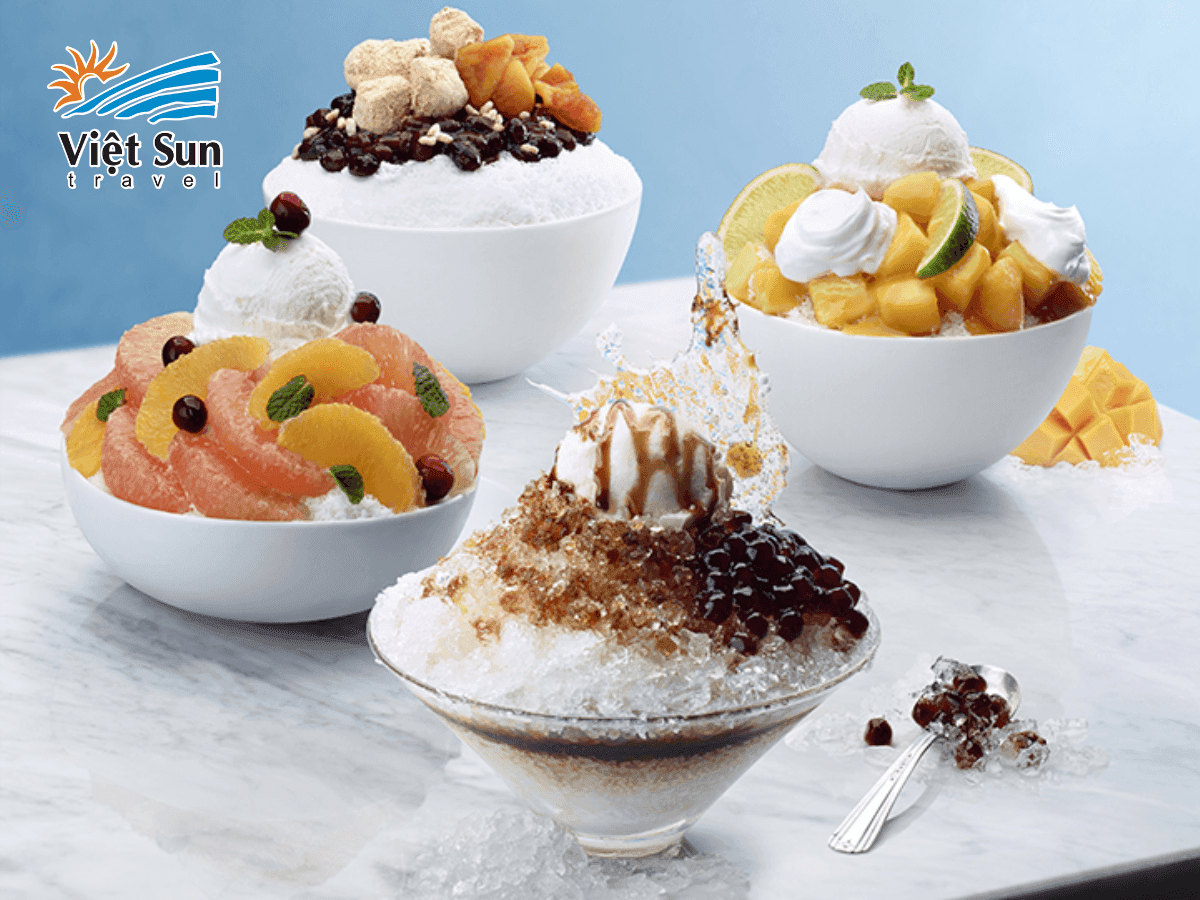 Bingsu đá bào Hàn Quốc mát lạnh, topping đa dạng từ đậu đỏ đến trái cây