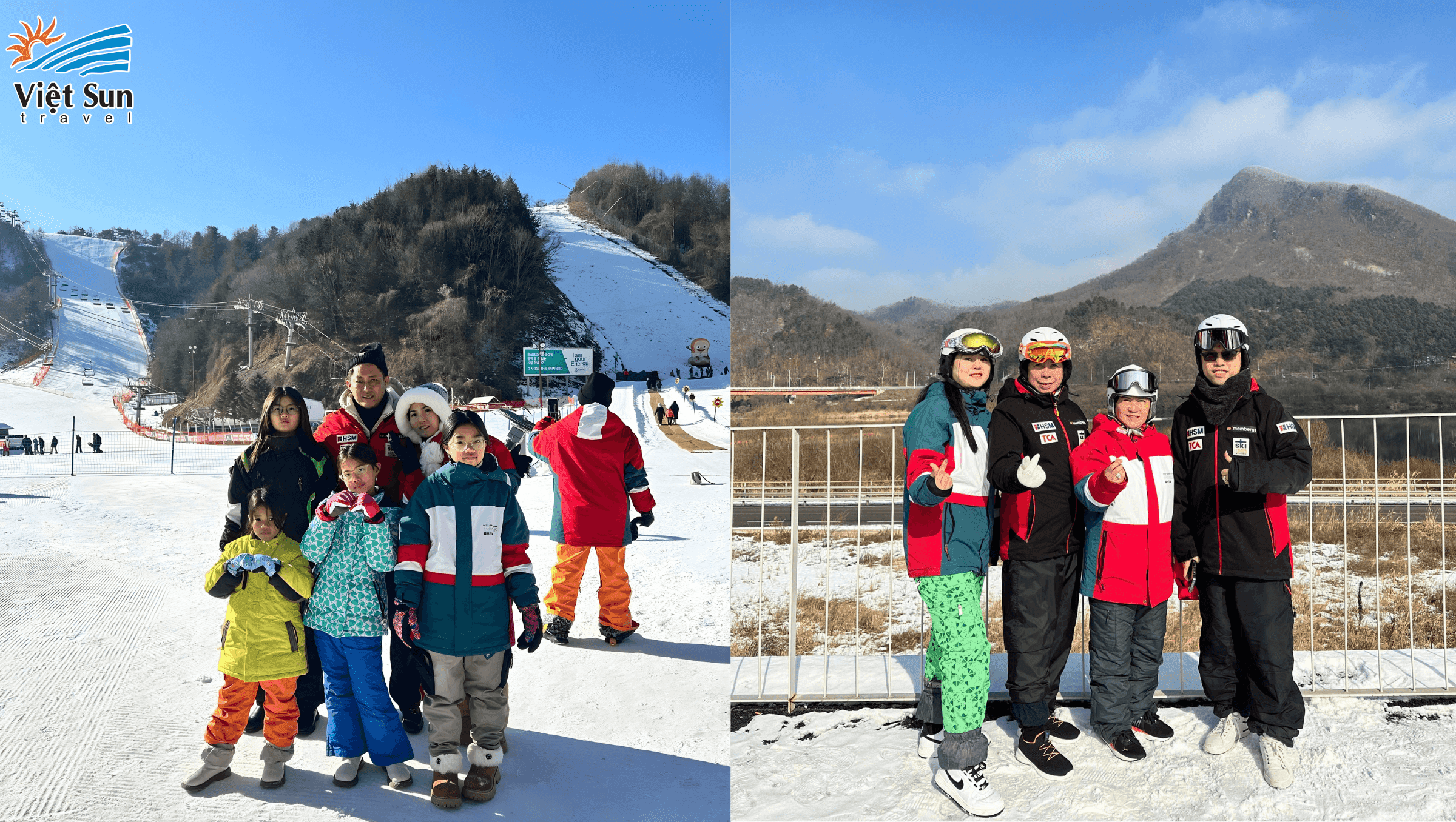 Khách Viet Sun Travel check-in Khu trượt tuyết Elysian
