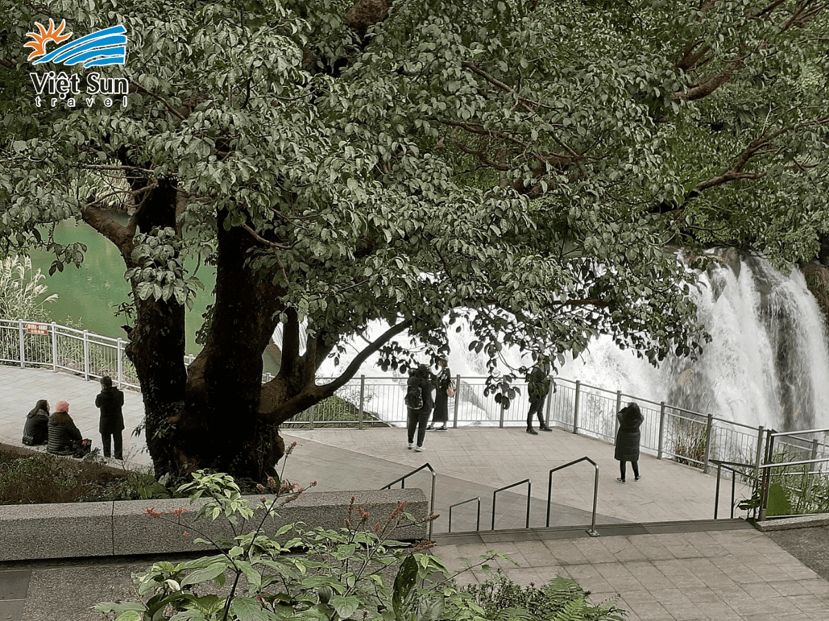 Ngắm toàn cảnh Thác Thập Phần từ đài quan sát – nơi thiên nhiên bừng sáng trong từng khung hình.