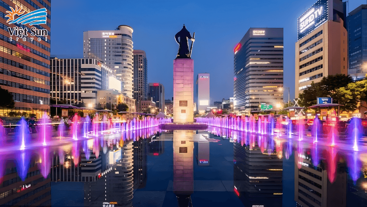 Quảng trường Gwanghwamun lớn và đẹp nhất thủ đô Seoul Hàn Quốc